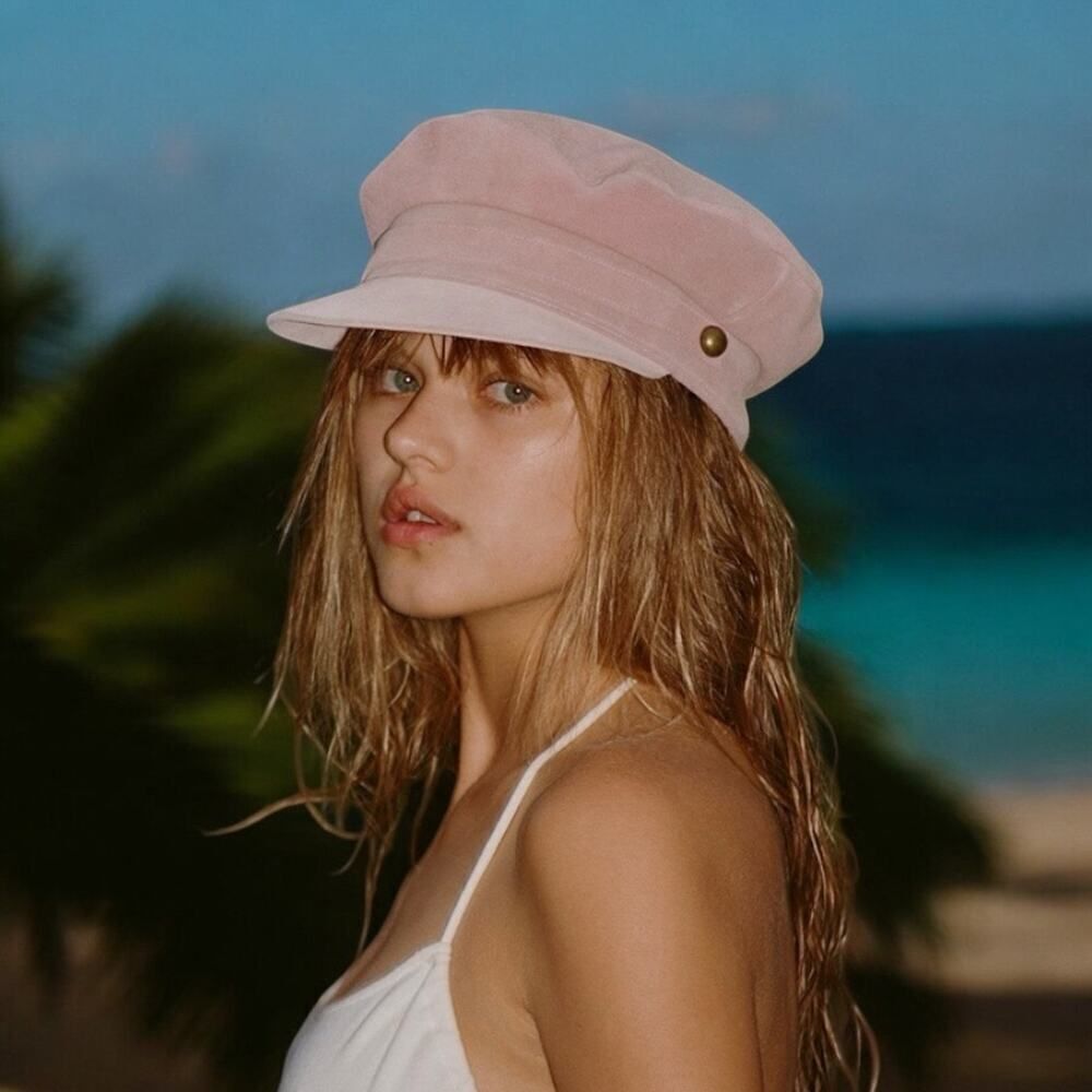 Lack Of Color Lola Pink Suede Slouch Cap Hat Size Medium